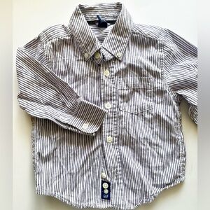 GAP Boys Navy and White Striped Button-Down Shirt